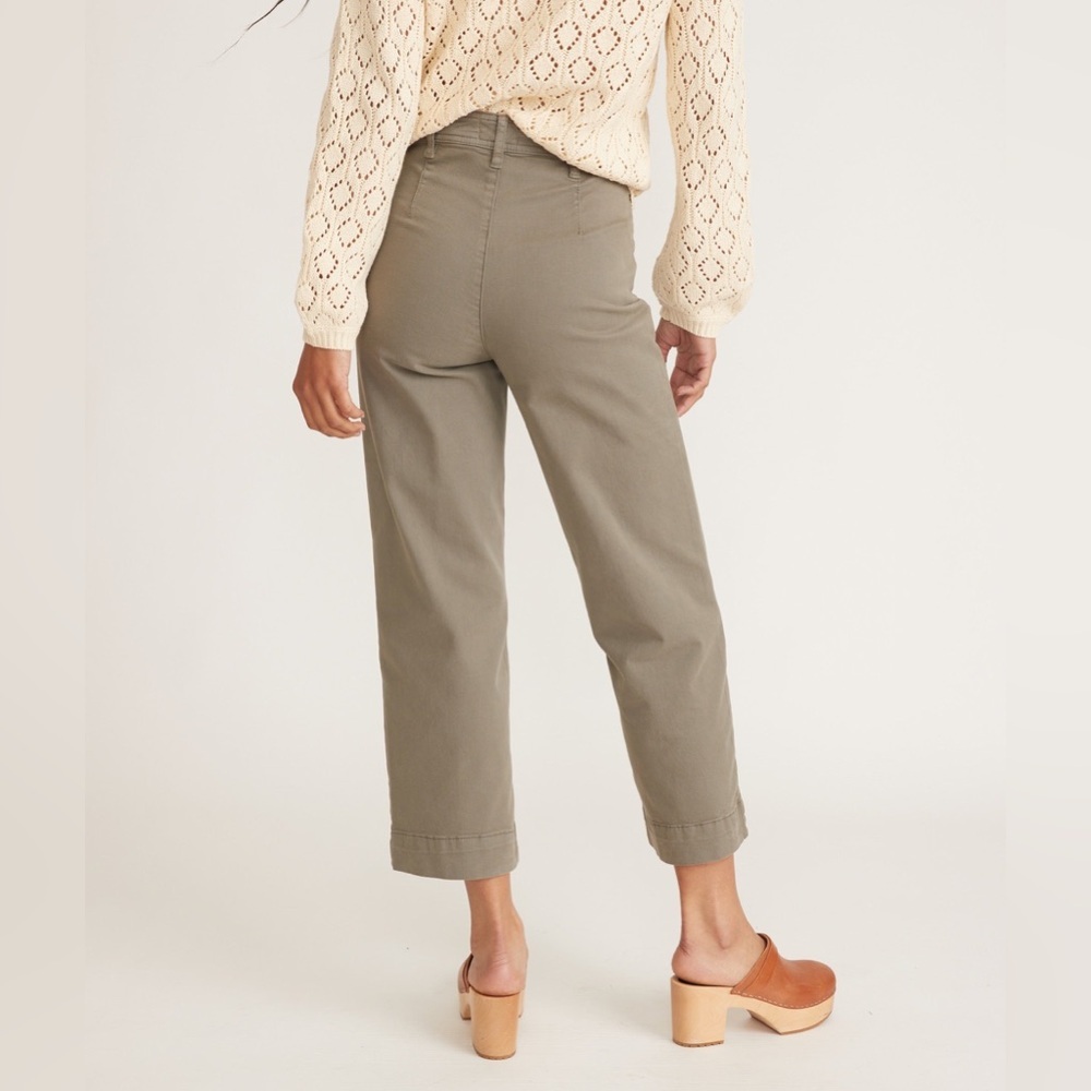 Marine Layer Bridget Crop Dusty Olive Green Pants - Picture 2 of 6